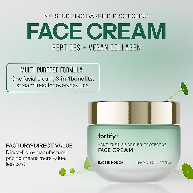 Face Cream with Peptides & Collagen – 3-in-1: Detox, Treat, Boost – Hydrating, Firming, Anti-Aging Moisturizer – Dermatologist Tested Korean Skin Care – Vegan, Clean Beauty – 1.7 Oz