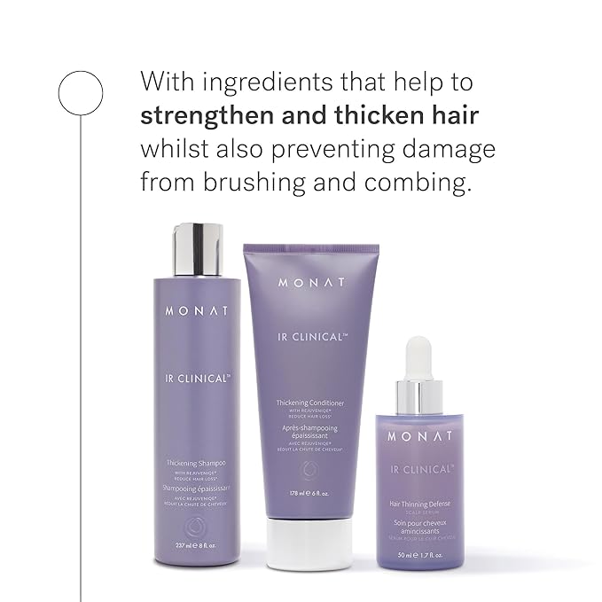 MONAT IR Clinical System – Complete Hair Care Restoration Kit with Thickening Shampoo, Conditioner & Thinning Defense Serum – Strengthens, Protects, & Revives Hair for Thicker, Fuller-Looking Results