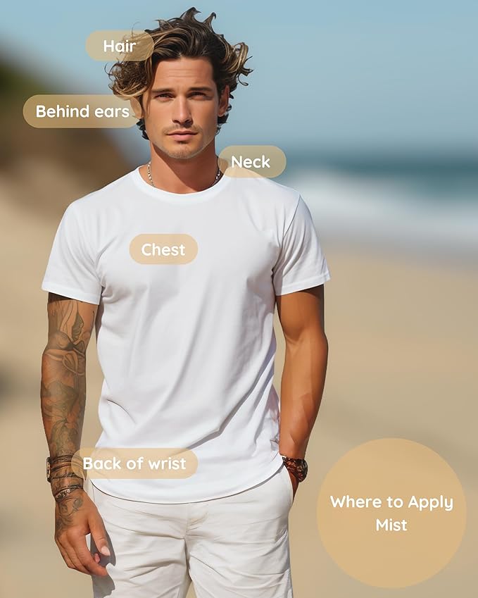 Santal Unisex Natural Hair & Body Mist Spray, Pure Essential and Fragrance Oils, Alcohol-Free, Handmade in California, 0.5Fl Oz