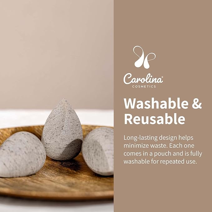 Carolina Cosmetics - Beauty Blender, Plant-Based Makeup Sponge - Soft, Reusable, Latex-Free, Made with Coconut Husk Powder for Foundation & Concealer