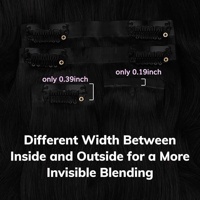 IDN BEAUTY Seamless Clip In Hair Extensions Human Hair Jet Black Real Remy Virgin Human Hair Seamless Clip Ins For Black Women PU Weft Invisible Edge Thick Soft Hair BW 110g 24 Inches