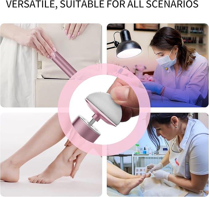 Powerful Electric Foot File & Callus Remover - Over 1-Hour Continuous Use, 360° Rotating Grinder, Foot Drill & Sander, 1200mAh Rechargeable Cordless Pedicure Tool,Foot Grinder(Pink)