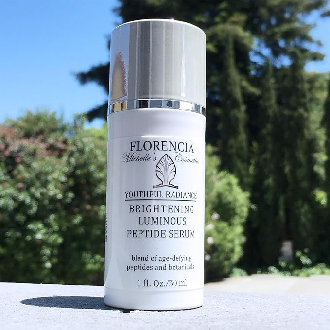 Florencia Brightening Luminous Peptide Serum - Age-Defying Face Serum with Peptides, Sodium Hyaluronate & Organic Botanicals – Helps to Reduce Wrinkles, Illuminate Complexion, 1 Oz