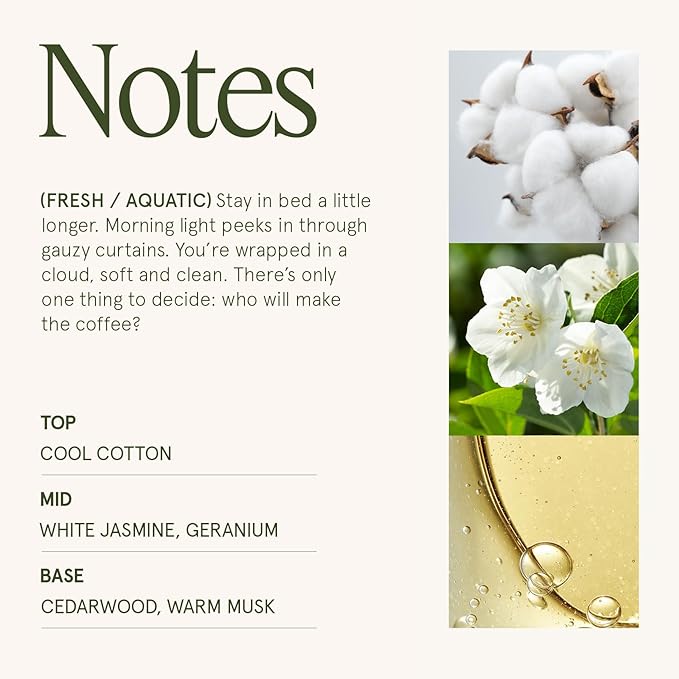 LA JOLIE MUSE Linen Cotton Oasis Scented Candle - Cotton, Jasmine & Warm Musk | 6 oz Natural Soy Wax | 40 Hours Clean Burn | Gift-Ready for Hosts, Gatherings | Elegant Home Décor