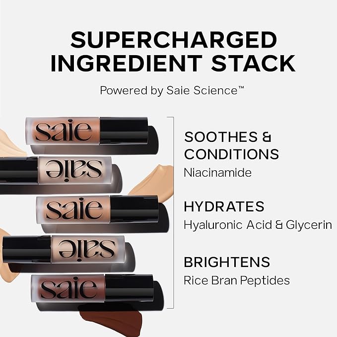 Saie Slip Tint Radiant Cream Concealer & All-Over Face Makeup - Concealer for Dark Circles, Redness & Blemishes - Lightweight Makeup Made with Hydrating Hyaluronic Acid - Shade 6 (0.17 oz)