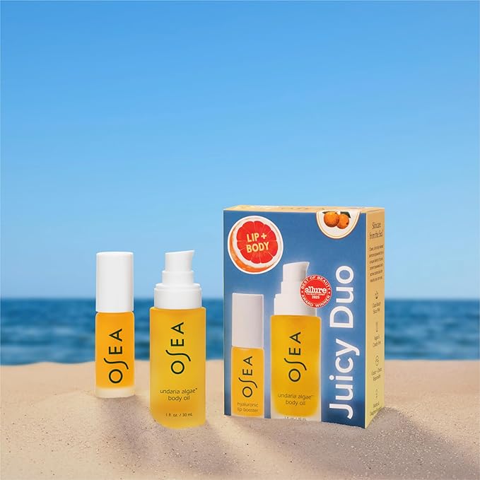 OSEA Juicy Duo Gift Set - Hyaluronic Lip Oil Booster & Undaria Algae™ Body Oil - Travel Size - Stocking Stuffer - Gift for Her