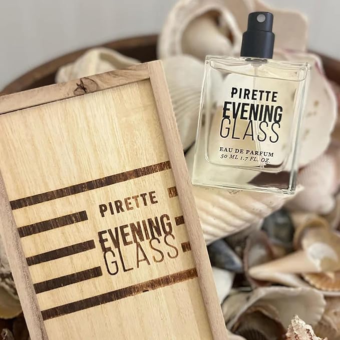 PIRETTE Evening Glass Eau de Parfum Spray for Women, Beach-Inspired, Long Lasting Womens Perfume with Notes of Dark Coconut, Warm Wood, Smoky Vanilla & Sea Salt, Daily Women's Fragrances, 1.7 fl oz