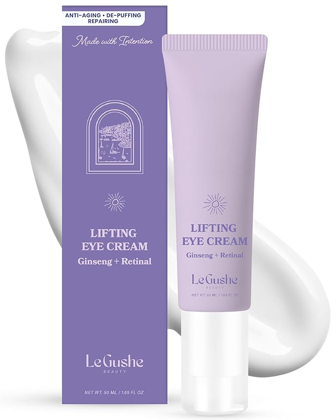 LE GUSHE Retinal Under Eye Cream - Anti Aging Retinol Eye Cream for Dark Circles and Fine Lines - With Ginseng and Niacinamide - Undereye Dark Circles Treatment (52 ml / 1.76 fl oz)