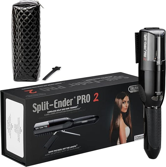 Pro 2 - Original Professional Beauty Tool - Cordless Split End Hair Trimmer for Damaged, Dry, Brittle, Frizzy, Curly or Straight Hair (Black)