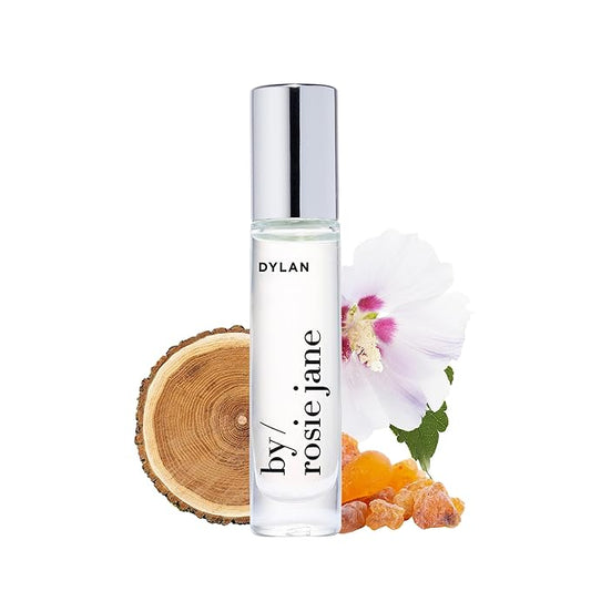 By Rosie Jane Perfume Oil (Dylan) - Travel Size Roll On Perfume with Notes of Bergamot Blossom, Guaiac Wood & Amber Silk - Paraben, Sulfate & Phthalate Free (7ml)
