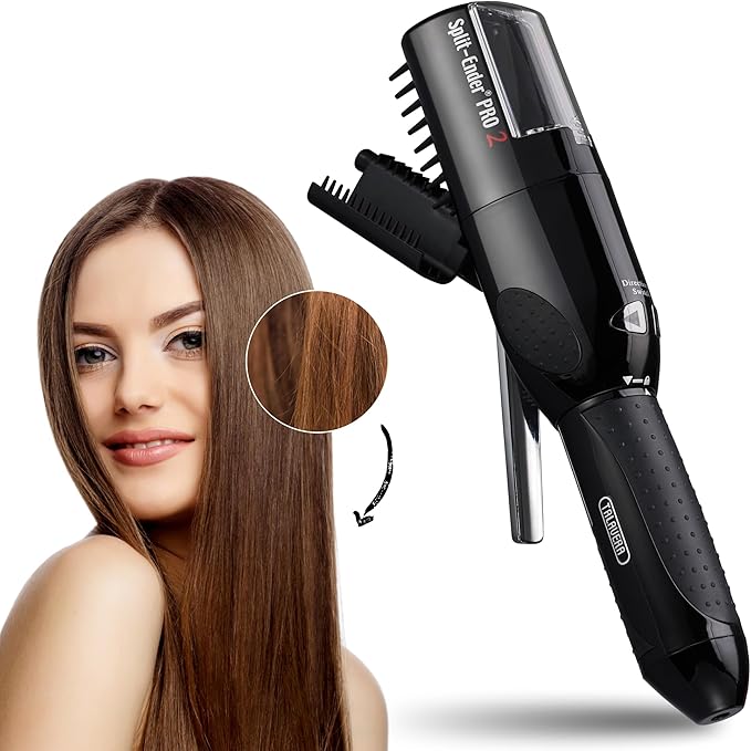 Pro 2 - Original Professional Beauty Tool - Cordless Split End Hair Trimmer for Damaged, Dry, Brittle, Frizzy, Curly or Straight Hair (Black)