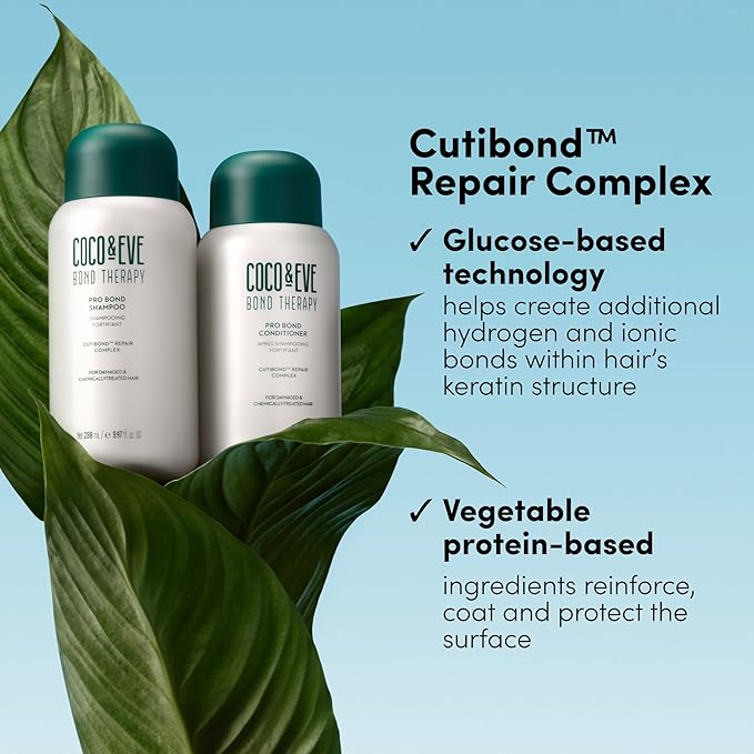 Coco & Eve Bond Therapy Pro Bond Shampoo & Conditioner Set. Strengthening Bond-Building with Cutibond™ Repair Complex. Nourishes & Reduces Breakage for Chemically Treated, Damaged Hair (18.94 fl oz)