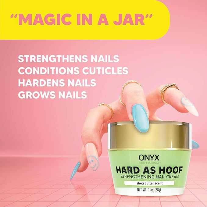 Onyx Professional Hard as Hoof Nail Strengthening Cream, Shea Butter Scent - Nail Growth & Conditioning Cuticle Cream Stops Splits, Chips, Cracks & Strengthens Nails, 1 oz