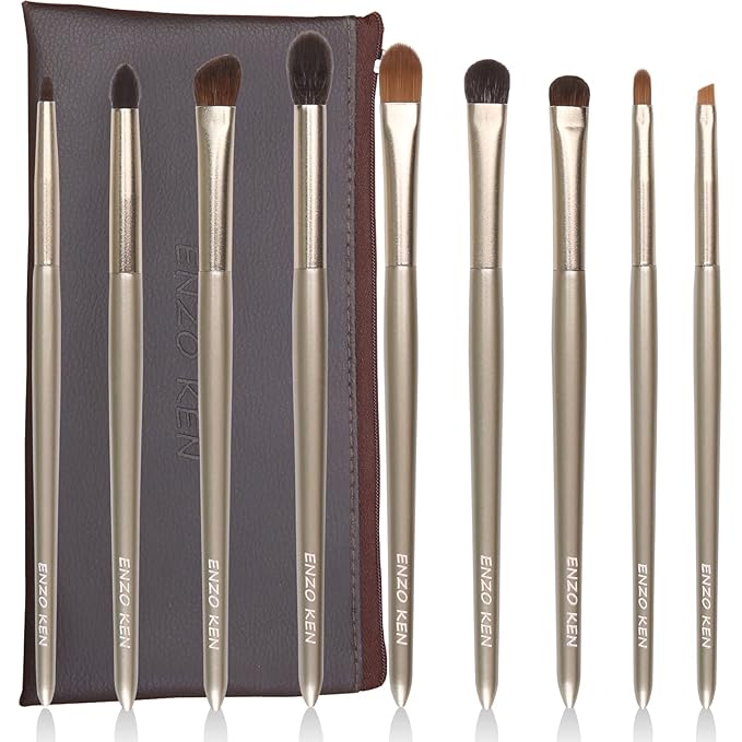 Natural Goat Hair Eye Shadow Brush Set, Pony Hair Eyeshadow Brushes Set, Small Nose Contour Brush, Angled Eyeshadow Brush, Eyeshadow Blending Brush, Eye Makeup Brushes Set Professional - E200