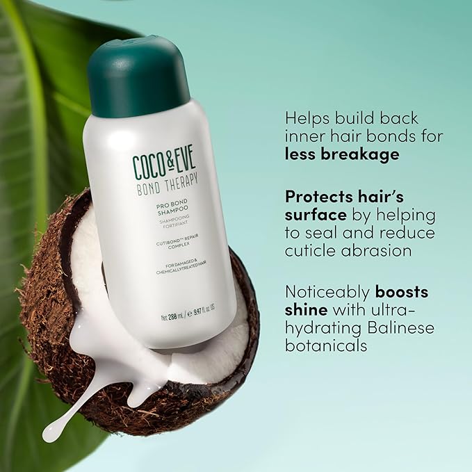 Coco & Eve Bond Therapy Pro Bond Shampoo. Strengthens and Repairs Hair Bonds with Less Breakage. Hydrating & Fortifying Shampoo for Damaged, Chemically Treated Hair. (9.47 fl oz)