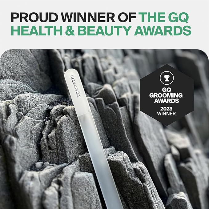 GERMANIKURE Glass Nail File in Suede Sleeve - I'm Too Pretty to Work - Professional Crystal Nail File for Natural Nails - Ideal Manicure & Pedicure Tool for Smooth, Easy Shaping - Nail Care Gift