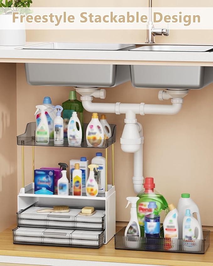 Bathroom Organizers and Storage, Makeup Organizer (Sturdy Durable Attractive), Ideal for Vanity, Countertop, Counter, Perfume, Skincare, Cabinet, Cosmetic, Dresser Organizer (Black)