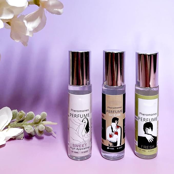 Pheromones Ocean Fresh Sweet Perfume Collection, High Appealing Fragrance, Roll-on Glass Bottle, 0.34oz, 10ml