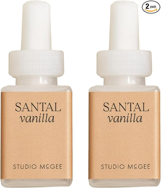 Pura x Studio McGee Home Scent Refill - Smart Air Diffuser - Up to 120-Hours of Luxury Fragrance per Refill - Home Essential - Clean & Safe Diffuser Fragrance - 2 Pack, Santal Vanilla