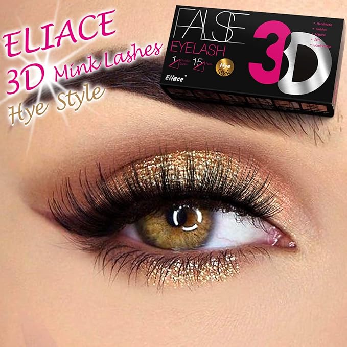 Eliace False Eyelashes Natural look Cat Eye Lashes Wispy Strips 15 Pairs 3D Mink Lashes Fake Eyelashes Faux Fluffy,Winged Fox Eyelashes, Soft Thin Band Comfortable Reusable False Lash 13MM,Hye Style
