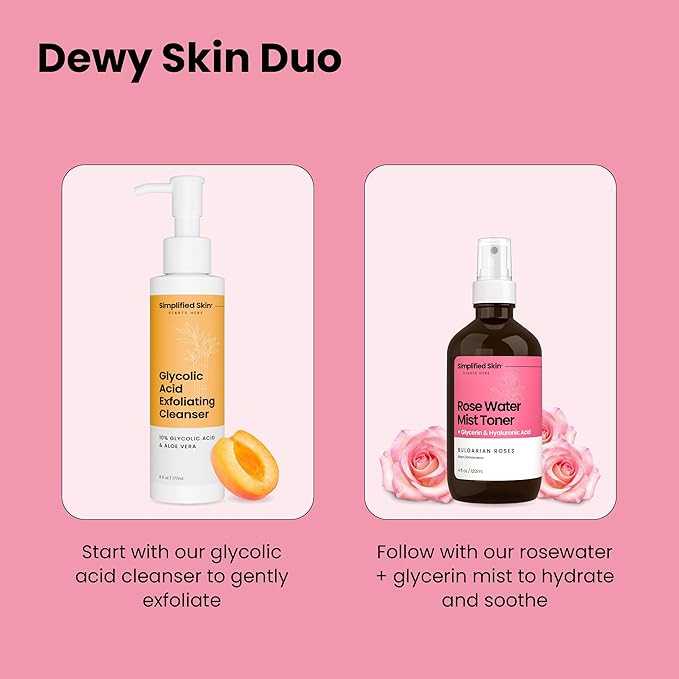 Rosewater and Glycerin Spray – Hydrating & Refreshing Rose Water Spray for Face & Hair – Facial Mist Toner with Hyaluronic Acid to Soothe, Soften, Tone & Prep Skin – Alcohol-Free, 4 Fl Oz