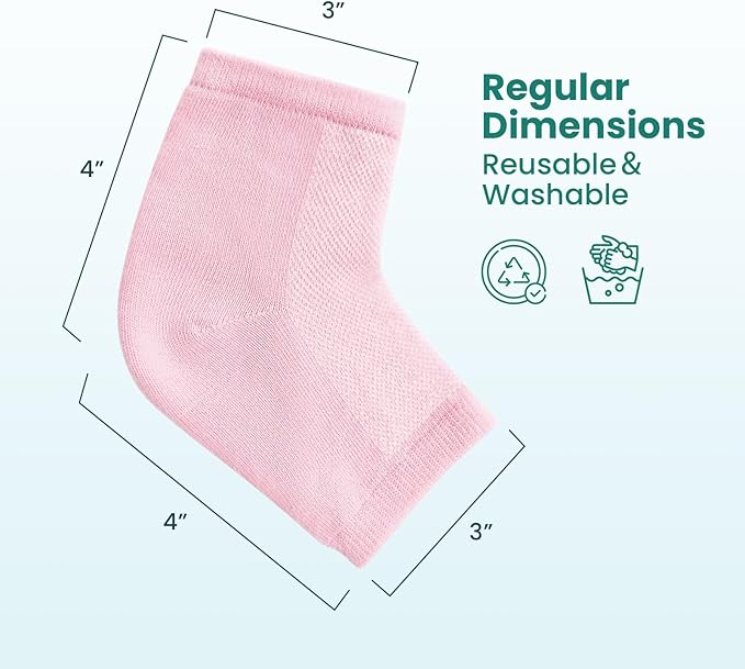 Moisturizing Heel Socks for Cracked Heel Treatment - Promifun 2 Pairs Moisturizer Socks - Heel Socks for Dry Cracked Feet - Cracked Heel Repair - Heel Socks for Women & Men (Pink)