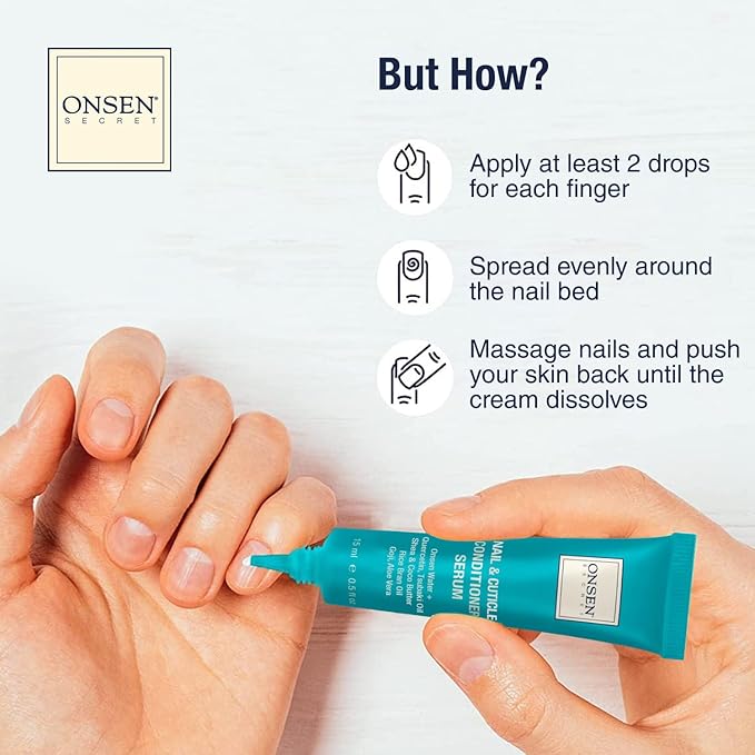Onsen Nail & Cuticle Rescue Kit – Conditioner Serum, Repair Oil & Cuticle Balm – Tsubaki, Shea Butter, Jojoba – Strengthens Nails, Softens Cuticles, Hydrates Skin (15ml Serum + 10ml Oil + 26ml Cream)