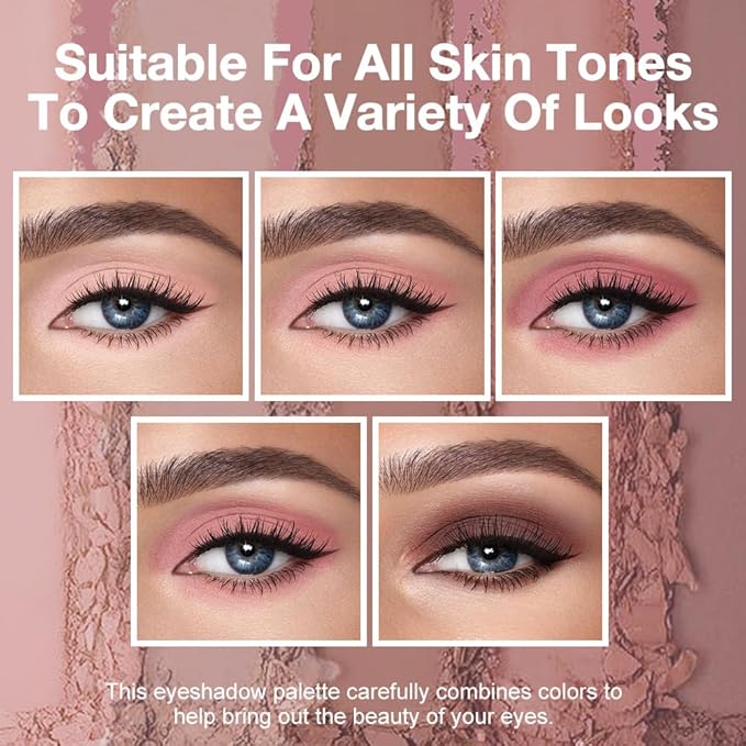 5 Colors Matte Eyeshadow Makeup Palette,Nude Pink Lavender Taupe Natural Neutral Eye Shadow Palette,Long Lasting Waterproof Naturing-Looking Women Girls Eye Shadow