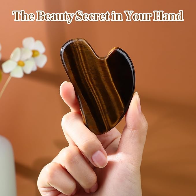 Gua Sha Facial Tools Gua Sha Jade Stone for Face Skincare Facial Body Tensions Reduce Puffiness Yellow