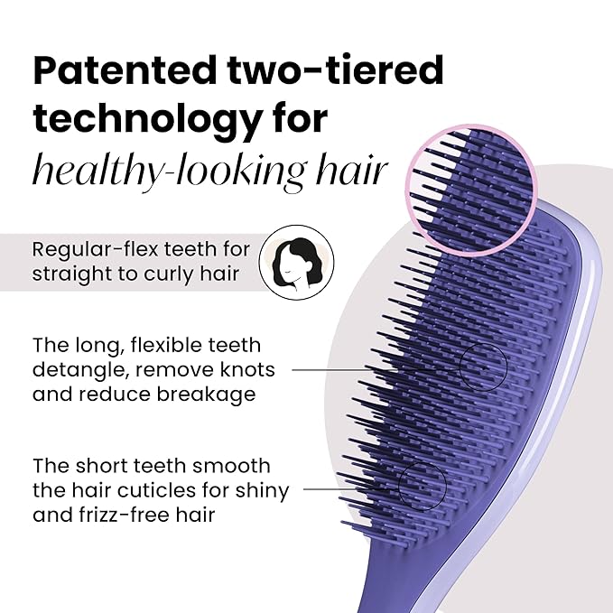 Tangle Teezer Ultimate Detangler Brush for Wet & Dry Hair, Eliminates Knots & Reduces Breakage for All Hair Types, Amazon Exclusive Lilac Purple