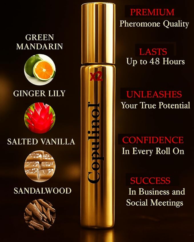 Pherolec Global COPULINOL X2 100% Pheromone for Women Strength Pheromones Perfumes for Women Cologne Essential Oil Long-lasting Infused Scent Travel Perfume For Her Fragrances 0.27 Fl. Oz Roll On