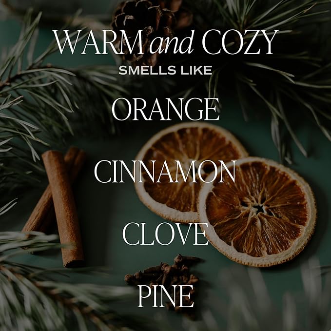 Sweet Water Decor Warm and Cozy Soy Candle - Orange Peel, Cinnamon, Ginger and Clove Scented Candles for Home - 9oz Amber Jar + Black Lid, 40+ Hour Burn Time, Made in The USA