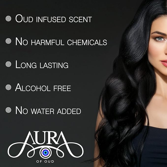 Hair Fragrance, Pure and Feminine Amira Scent, 100% Pure, Alcohol-Free Perfume for Women, Jasmine and Amber Oil Top Notes - LIGHT OUD (WOOD) SCENT