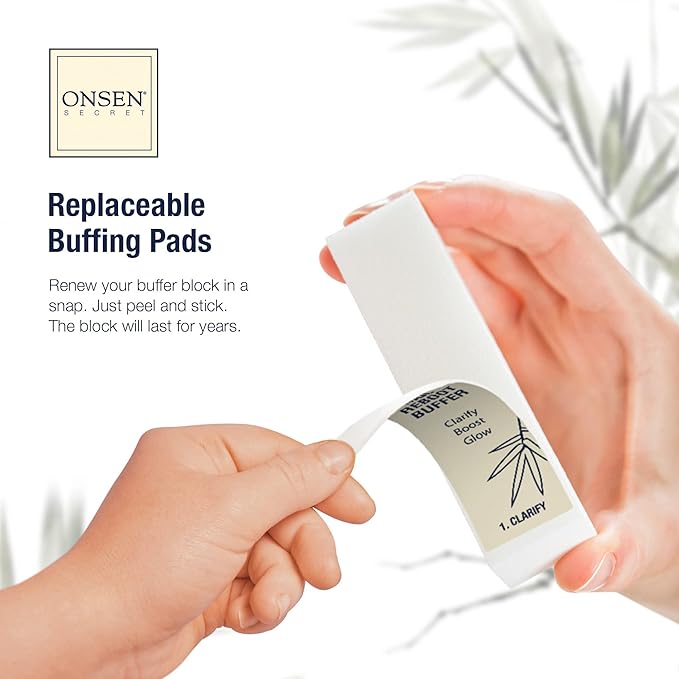 Onsen Secret Nail Care Kit - Japanese Nail Buffer and Shine Kit - Spa-Quality Manicure - Organic Ingredients - Long-Lasting Shine - Easy & Safe - w/Cuticle Care Oil - 1pk