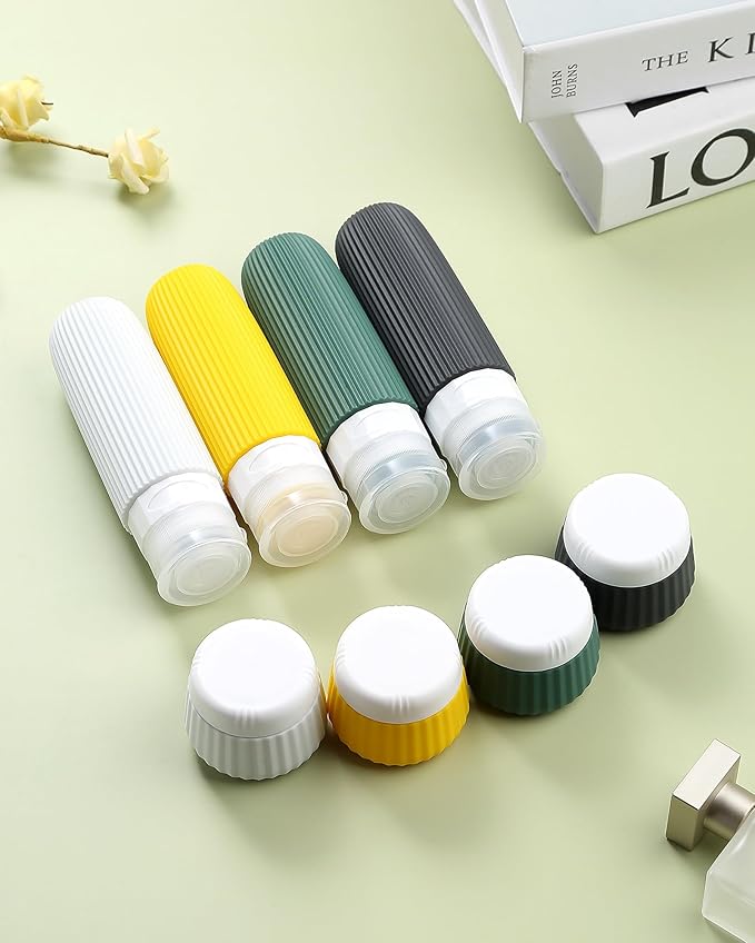 Travel Bottles for Toiletries 8 Pack, TSA Approved 3 oz Travel Containers with Clear Bag, Leak Proof Silicone Squeezable Essentials Jars