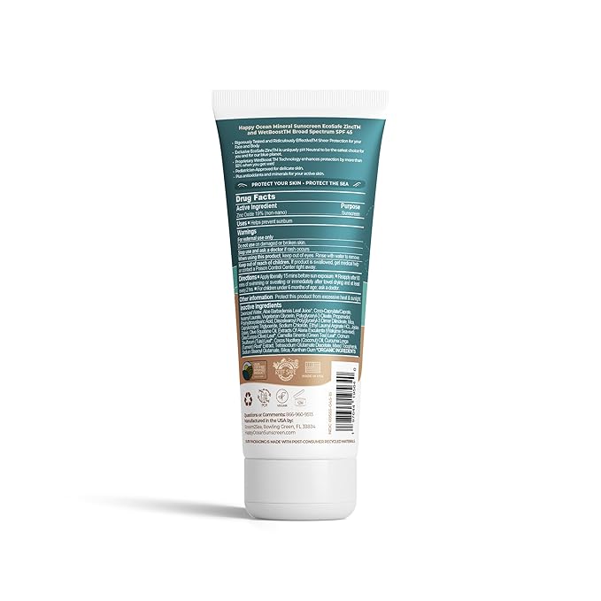 SPF 45 Reef Safe Mineral Sunscreen for Kids & Sensitive Skin with Non-Nano Zinc Oxide, Non Toxic Kids Sunscreen for Face & Body, Natural Organic Sunblock, Travel Size, Vegan 2.5 Fl Oz