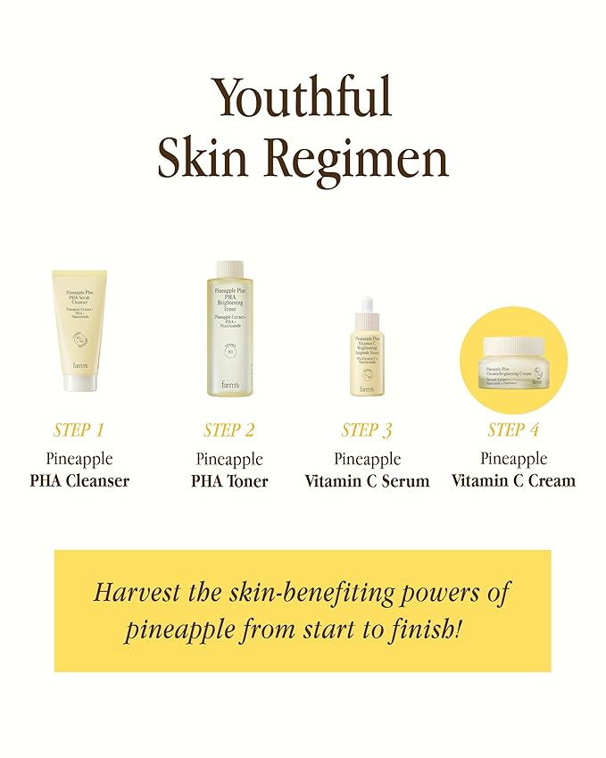 Farm Rx Pineapple Plus Vitamin Cream (1.7fl oz) - Clear Blemishes for Even Skin Tone. Korean Skin Care Moisturizer. Niacinamide, Vitamin C Derivative, AHA. Vegan.