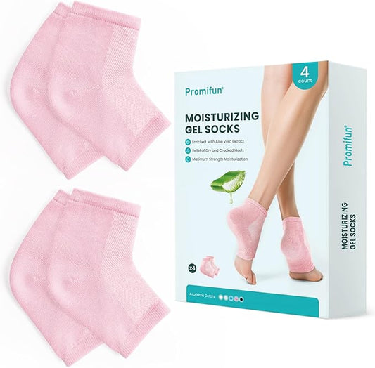 Moisturizing Heel Socks for Cracked Heel Treatment - Promifun 2 Pairs Moisturizer Socks - Heel Socks for Dry Cracked Feet - Cracked Heel Repair - Heel Socks for Women & Men (Pink)