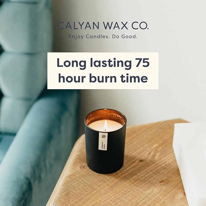 Calyan Wax Co. Cedar & Tobacco Scented Candle - 75 Hour Burn - Luxury Non Toxic Soy Wax Candles - Long Lasting Black Tumbler Jar Candle for Home - 10.2oz