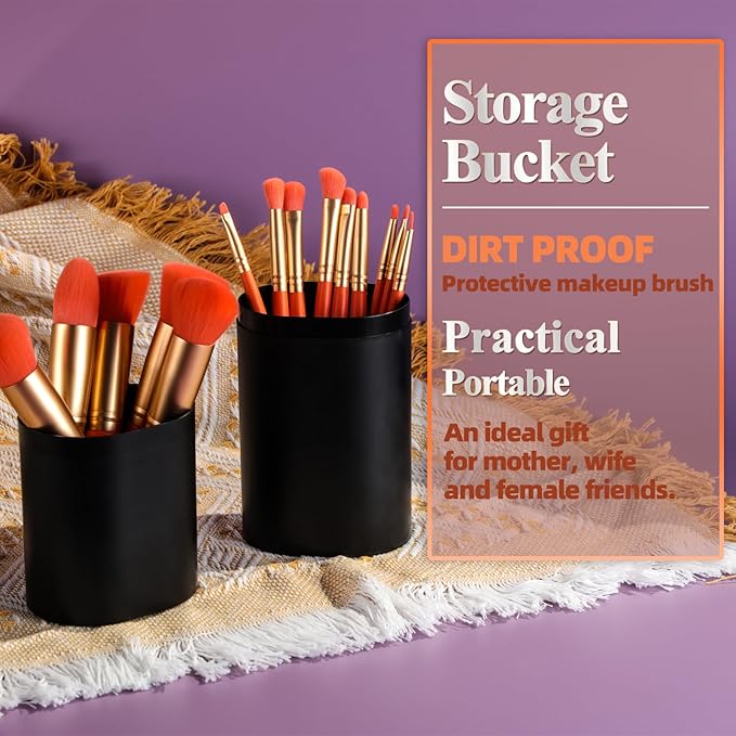 BS-MALL Makeup Brush Set 14 Pcs With Case - Foundation Brush, Concealer Brush, Blush Brush & Flawless Application – Complete Luxury Cosmetic Brush Kit For Travel & Daily Use