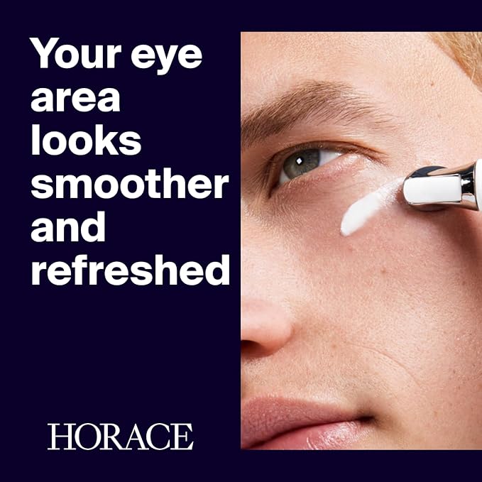 HORACE Under-Eye Moisturizer for Men - Anti-Fatigue Eye Cream to Reduce Dark Circles and Puffiness - Hydrating & Smoothing Skincare Formula for All Skin Types - Unscented, 15ml