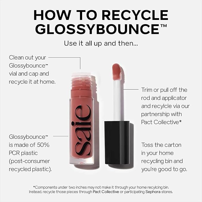 Saie Glossybounce - Hydrating Lip Gloss and Tinted Lip Oil Hybrid with Hyaluronic Acid & Jojoba Oil for Non-Sticky, Ultra-Shiny, Plump & Soft Lips - Everyday Makeup Essential - Splash (.17 oz)