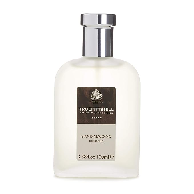Truefitt & Hill Luxury Cologne - Sandalwood - Premium Long-Lasting Sandalwood and Cedarwood Men's Fragrance Presented in a Beautifully Etched Traditional Atomizer Bottle - 3.38 oz.