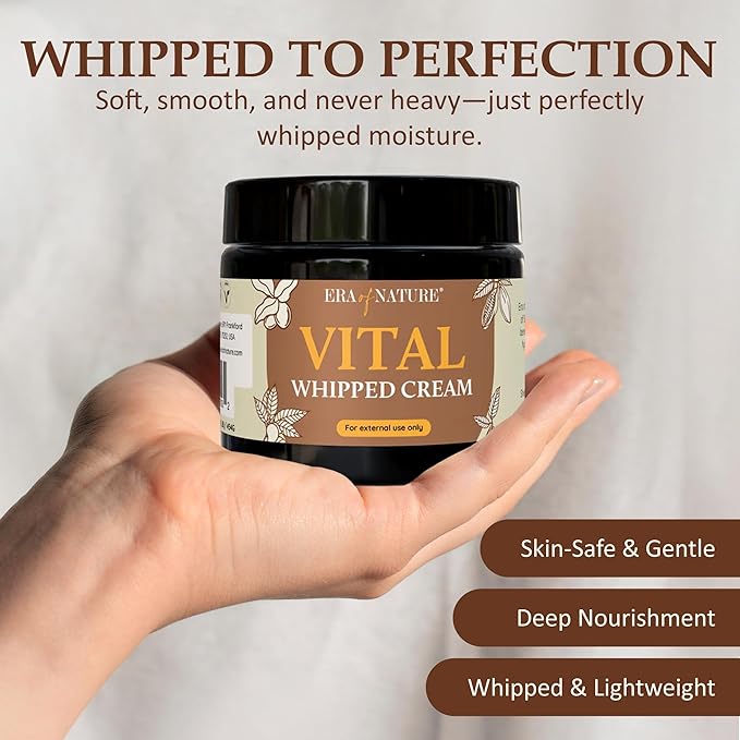era of nature Shea Butter, Mango & Cocoa Blend Vital Whipped Body Cream for Women 16oz - Lightweight Whipped Lotion - Non-Greasy Body Butter Cream Lotion & Balm Moisturizer for Face, Hair & Dry Skin