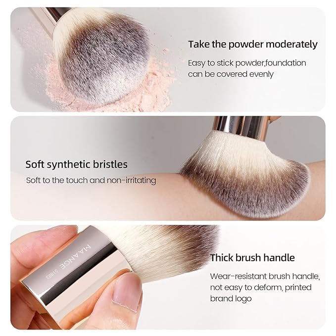 MAANGE 20 Pcs Makeup Brushes with Gift Box, Double-End Multi-functional Makeup Brushes for Blending Liquid Powder Concealer Cream Blush Buffe,Champagne