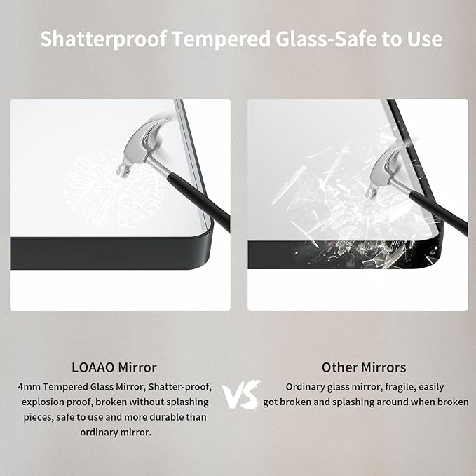 LOAAO 40X36 Inch Black Metal Framed Bathroom Mirror for Wall, Matte Black Bathroom Vanity Mirror Farmhouse, Anti-Rust, Tempered Glass, Hangs Horizontally or Vertically