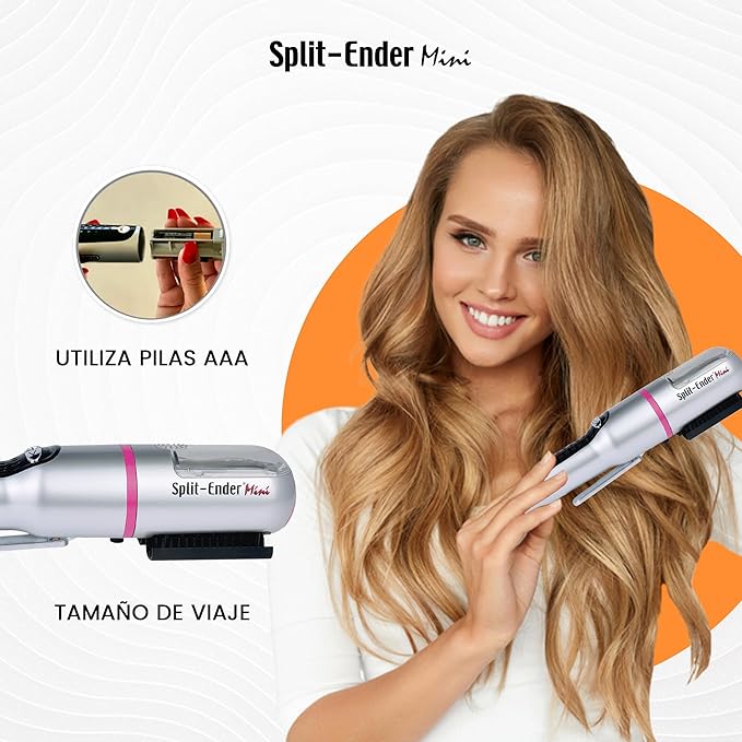 Mini - The Original Cordless Split End Hair Trimmer Automatic 3 AAA Battery Home Care Clipper 2-in-1 for Dry Damaged Splitting Broken Brittle Straight Curly Frizzy Beauty Styling - Pink