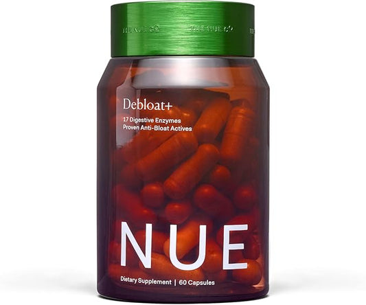 The Nue Co. DEBLOAT+ Supplement, Bloating, Soothes Gas and Abdominal Pain, Immunity Support, Improves Gut Health, Vegan, Gluten Free, 60 Capsules