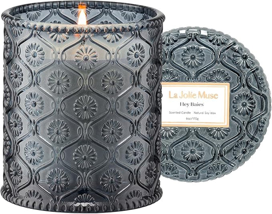 LA JOLIE MUSE Hey Baies Candles - Red Currant, Rose, Oakmoss | 6 oz Natural Soy Wax | 40 Hours Clean Burn | Berry Scented Candle | Gift-Ready for Hosts & Gatherings