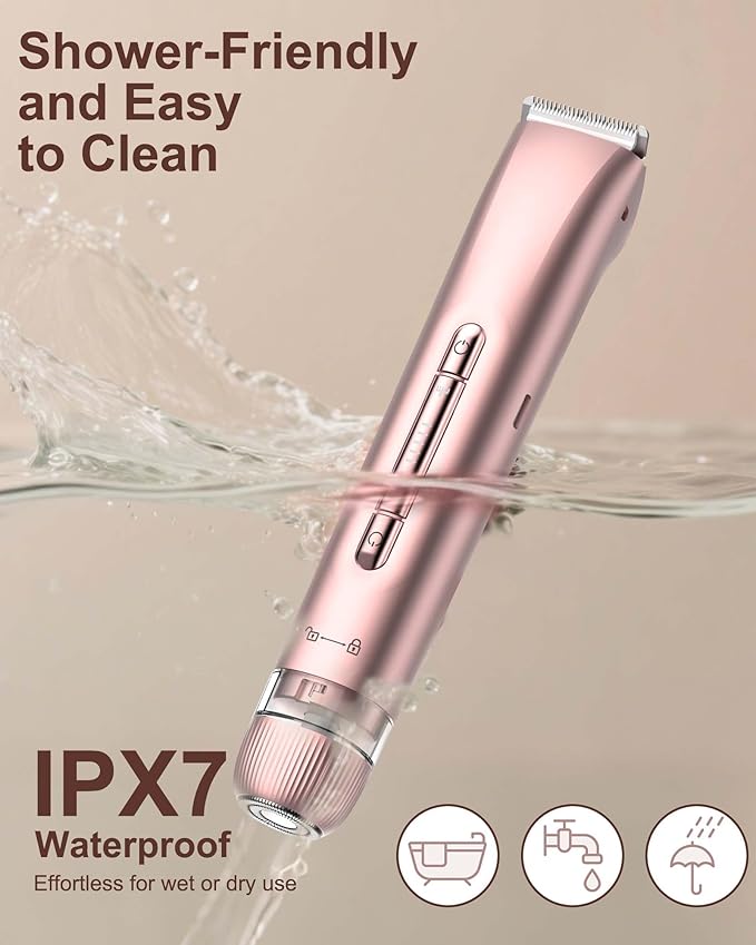 Bikini Trimmer for Women – Dual Head Electric Razors for Women, Painless Bikini Shaver & Body Trimmer, Bikini Trimmer for Sensitive Skin, Wet/Dry Electric Shaver for Shower, Beach & Travel